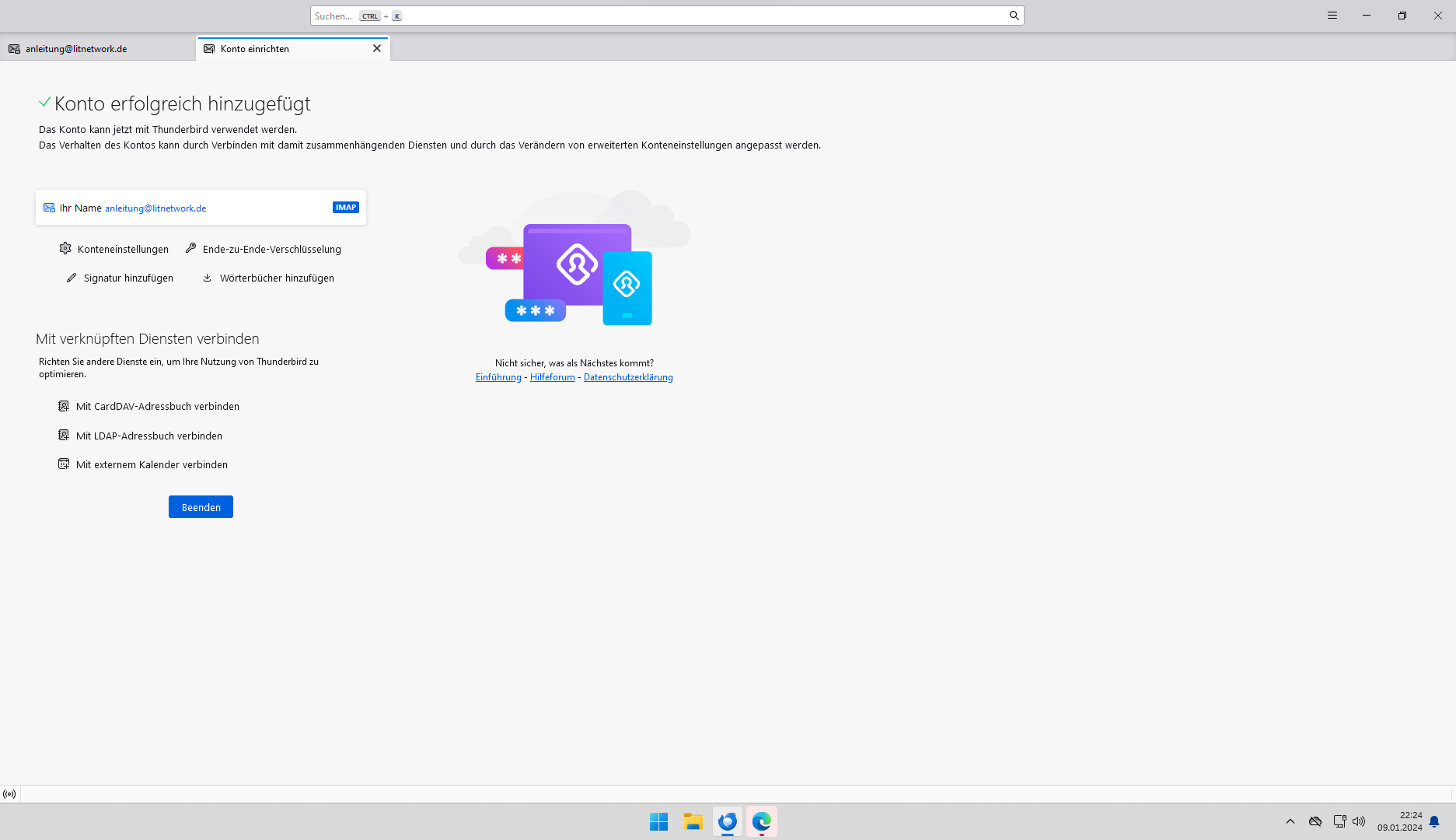 Thunderbird neues Postfach Screenshot